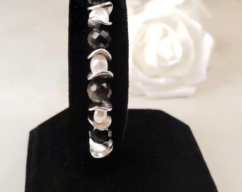 Armband met onyxparel – Handgemaakte edelsteen sieraden, roestvrijstalen sluiting