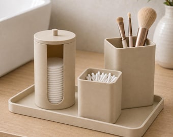 3D Printed Vanity Storage. Bathroom Counter Organizer Set.