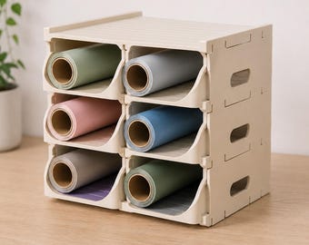 Modular Vinyl Roll Storage Rack, Stackable Craft Room Organizer for 4 to 24 Rolls