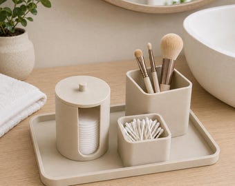 Bathroom Counter Organizer Set. 3D Printed Vanity Storage