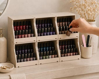 Modular Nail Polish Organizer, Stackable Gel Polish Storage Rack for 12 to 72 Bottles