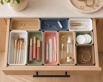 Custom Storage Trays in 5 Sizes, Modular Kitchen Drawer Organizer Set