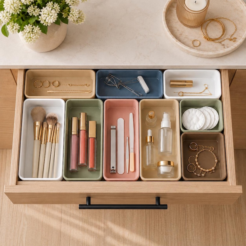 Modular Kitchen Drawer Organizer Set, Custom PLA Storage Trays in 5 Sizes image 6