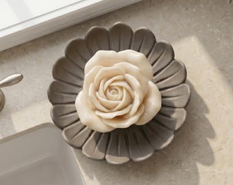 Floral Drain Tray for Bathroom Sink, 3D Printed Petal Holder, Modern Spa Accessory