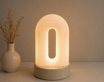 3D Printed Arch Table Lamp, Warm Ambient Bedside Light, Modern Home Decor