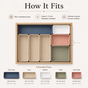Modular Kitchen Drawer Organizer Set, Custom PLA Storage Trays in 5 Sizes image 7