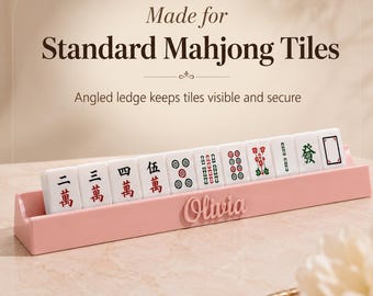 Personalized Mahjong Rack Set of 4 with Pushers, Two-Piece Travel Design