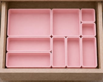 3D Printed Trays for Makeup, Vanity, Desk and Bathroom Modular Drawer Organizer Set