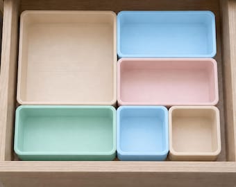 Modular Drawer Organizer Set, 3D Printed Trays for Makeup, Vanity, Desk and Bathroom
