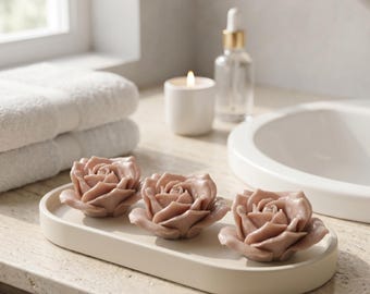 Rose Shaped Handmade Soap, Floral Hand Wash Bar, Bathroom Decor