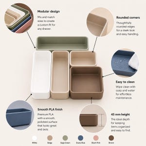 Modular Vanity Drawer Organizer, PLA Trays for Makeup, Bathroom and Desk Storage image 6