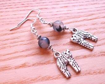 Cat Earrings, Animal Jewellery, Bargain Earrings, Crazy Cat Lady Gifts, Cheshire Cat, Unique Feline, Cat Lover Gift, Stocking Filler