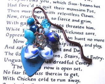 Blue Bookmark, Plectrum Bookmark, Unique Bookmark, Cluster Bookmark, Teacher Gift, Summer Finds, Payday Treat, 25th Birthday Gift, Mum Gift