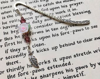 FIMO Bookmark, Unique Bookmark, Rose Bookmark, Gift for Teacher, Bookworm Gift, 16th Birthday Gift for Sister, Nature Lover Gift
