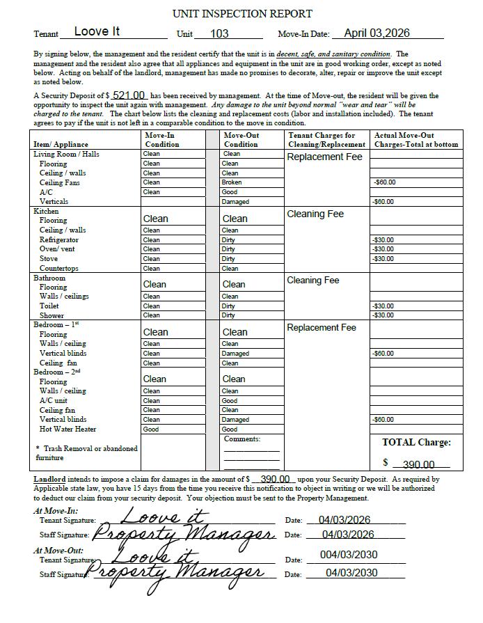 Unit Turn Checklist.pdf Unit Inspection Report | Move in Move Out Checklist | Rental Property ...