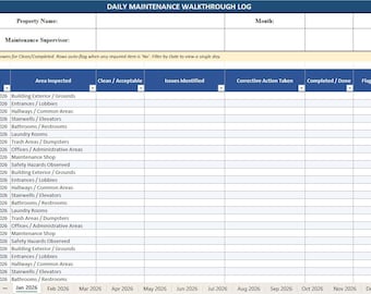 Plantilla de Excel para el seguimiento del mantenimiento de propiedades / Registro de órdenes de trabajo / Hoja de cálculo para la gestión de propiedades / Seguimiento del mantenimiento del propietario