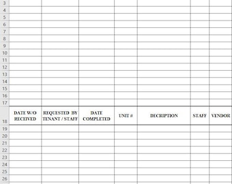 Registro de órdenes de trabajo de mantenimiento / Hoja de cálculo para administración de propiedades / Plantilla de Excel editable / Rastreador de mantenimiento de propiedades de alquiler