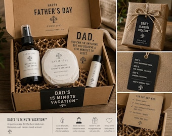 Kit de spa para el cuidado personal de papá: vaporizador de ducha, bálsamo labial, spray para dormir y corazón grabado.