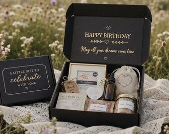 Birthday Spa Gift Box for her. Engrave The Box Lid With Your Personal Message.