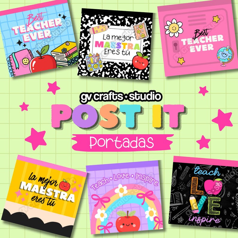 Portadas POST IT Día del Maestro - Etsy España