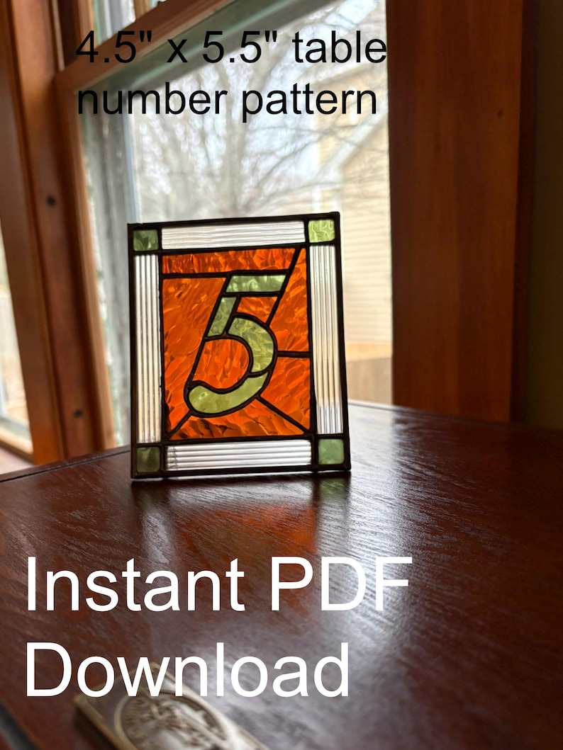 Stained Glass Table Number Pattern - Number 5 - 4.5" X 5.5" - Etsy