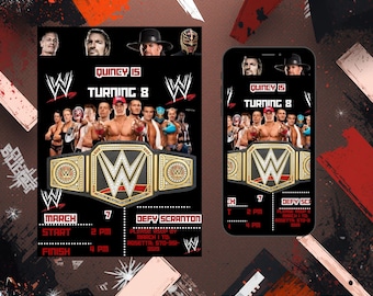 Wrestling Birthday Invitation Template: Editable Kids Party Invite (Digital Download, 5x7in)