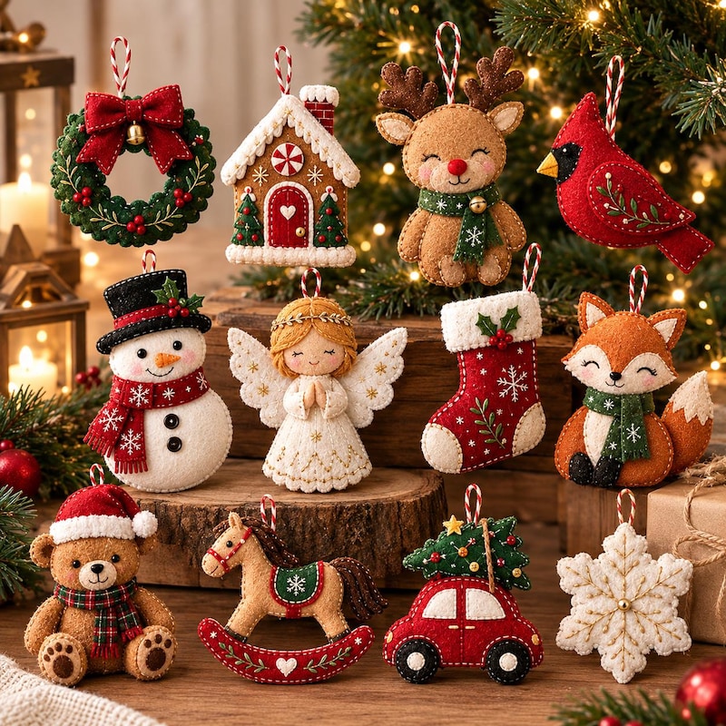 Fox Sowing Pattern Fox Tree Decoration Felt - Etsy UK