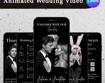 Luxury Wedding Invitation Video Template, Elegant Modern Photo Evite (Canva)