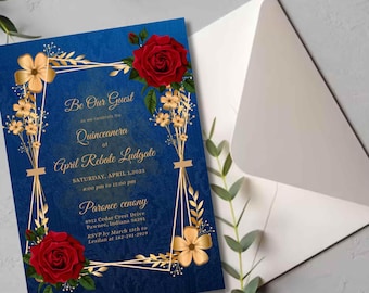 Editable Fairytale Birthday Invitation | Beauty and the Beast Theme Quinceañera | Digital Party Invite Template