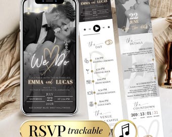 Animated Wedding Invitation, Customizable RSVP Music Countdown (Digital Download)