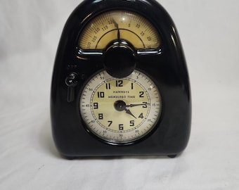 Vintage Hawkeye-keukenklok met gemeten tijd en kookwekker 1932 Geen scheuren