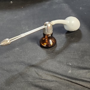 Vintage Bernstein Glas Parfüm Zerstäuber Flasche Kleine Vanity Spray Sammlerstück
