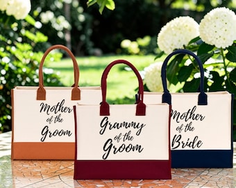 Custom Mother of the Bride Tote Bag, Mother of the Groom Bag, Wedding Celebration Accessory, Maid Of Honor Bag, Bride Wedding Canvas Bag