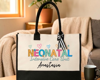 Personalized NICU Nurse Tote Bag, Custom Neonatal Nurse Tote Bag, Personalized Nurse Appreciation Tote Bag, Neonatal Intensive Care Unit