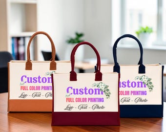 Custom Canvas Tote Bag, Personalized Business Logo, Photo Printing Bag