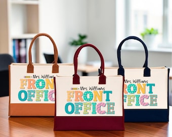 Personalized Front Office Tote Bag, Office Assistant Tote, Custom School Secretary Tote, School Front Office Staff Tote, Office Manager Tote