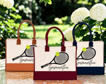 Custom Tennis Tote Bag, Personalized Player Bag, Racket Graphic Design, Tennis Club Court Tote Bag, Sport Gear Tote, Student Athletes Tote