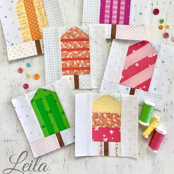 6" Scrappy Popsicles - PDF foundation paper-pieced quilt block patterns