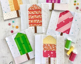 6" Scrappy Popsicles - PDF foundation paper-pieced quilt block patterns