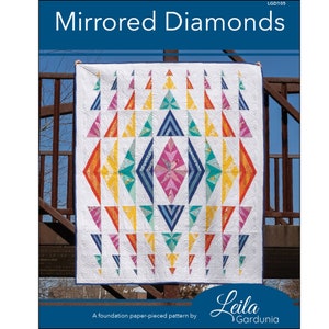 PDF Mirrored Diamonds A scrap-busting foundation paper-pieced pattern by Leila Gardunia with a modern alternate grid layout image 1