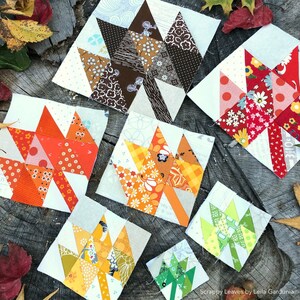 Scrappy Leaves PDF Foundation Paper Pieced Quilt Block Pattern image 2