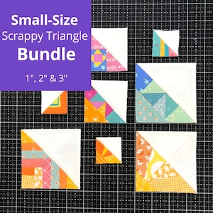 PDF / Paquete de patrones / Triángulos cuadrados de retales de 1", 2" y 3" / Patrones de bloques de colcha con patchwork de papel base