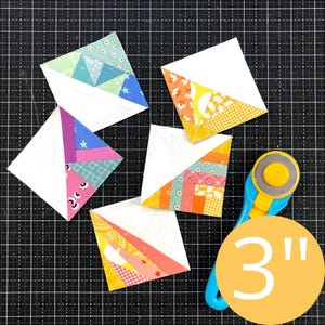 PDF / Bases para patchwork de triángulos de 7,6 cm / Incluye 50 diseños diferentes / Patrón de patchwork de triángulos de medio cuadrado