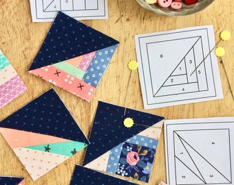 Pattern Bundle - 1", 2", & 3" Scrappy Triangles from The Tiny Piecing Collection - foundation paper pieced quilt block patterns