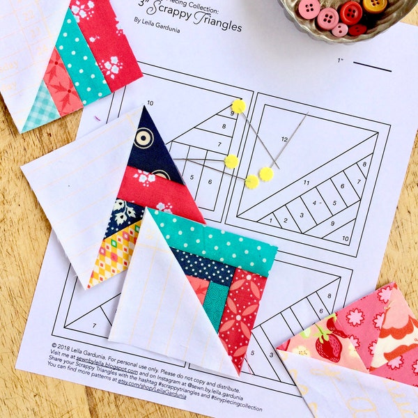 3" Scrappy Triangles from The Tiny Piecing Collection - foundation paper pieced patterns perfect for fabric scraps