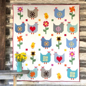 Print | Quilty Chicks | Chicken Block of the Month Quilt Pattern