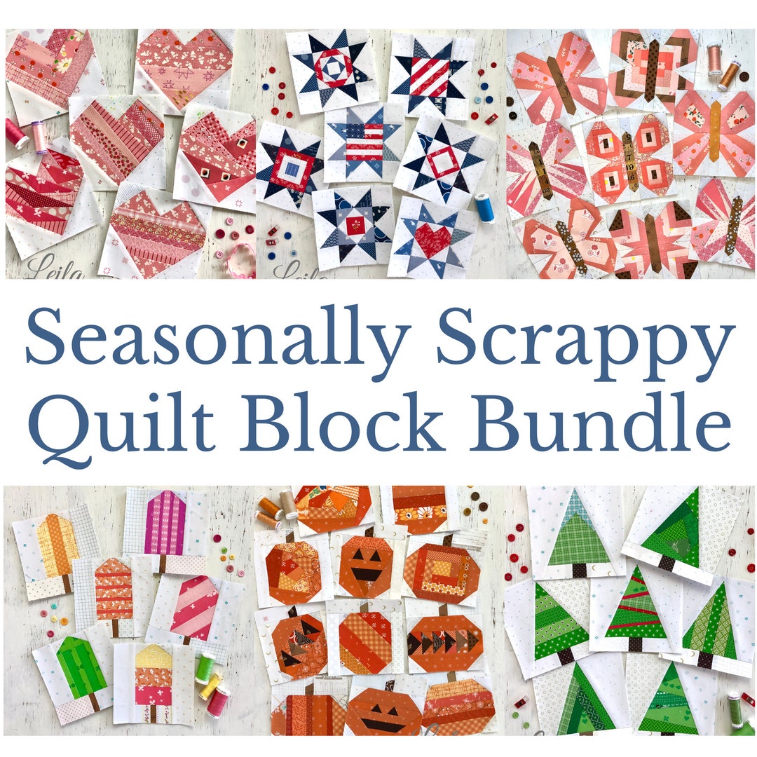 6 Seasonally Scrappy Quilt Block Bundle PDF Foundation Paperpieced