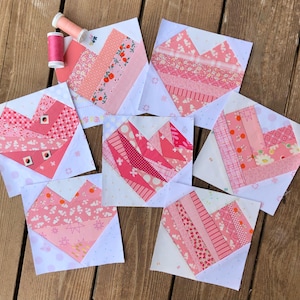 PDF | 6&quot; Scrappy Hearts | Foundation paper-pieced quilt block patterns