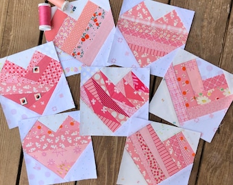 PDF | 6" Scrappy Hearts | Foundation paper-pieced quilt block patterns