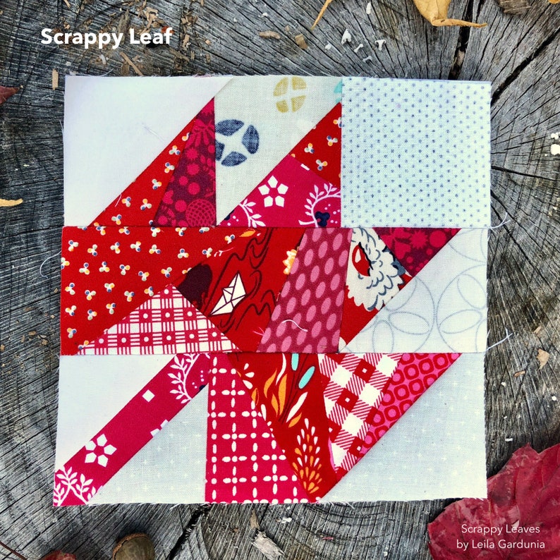 Scrappy Leaves PDF Foundation Paper Pieced Quilt Block Pattern image 7